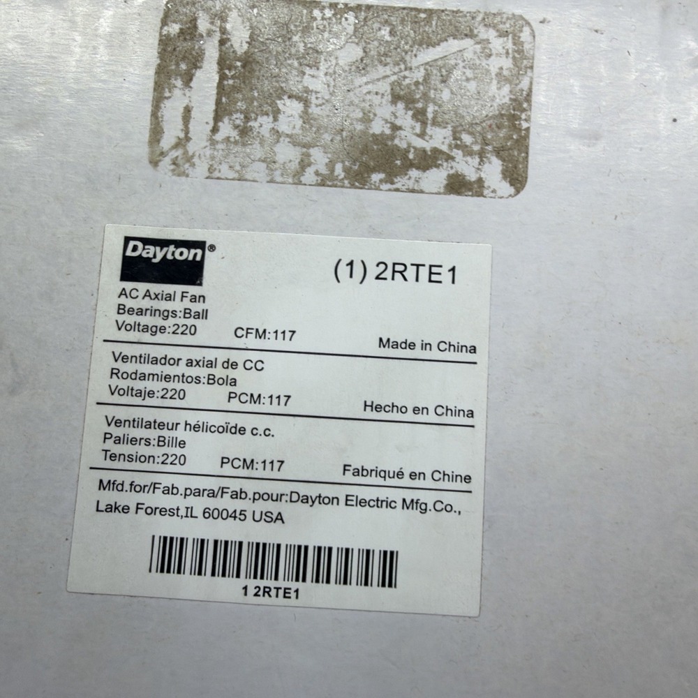 Dayton 2Rte1 Standard Square Axial Fan, Square, 230V Ac, 117 CFM(NEW OPEN BOX) - Picture 4 of 6